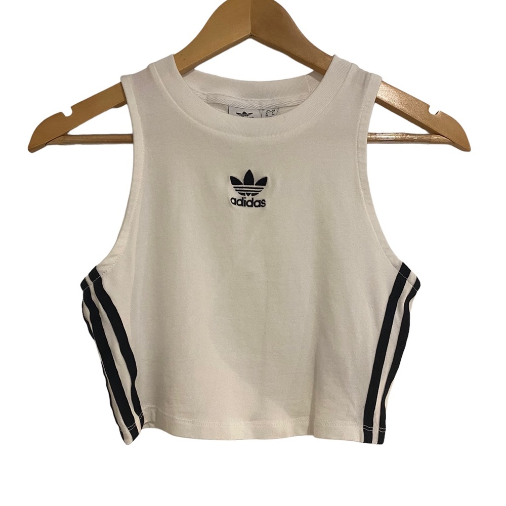 (Sold)Adidas Originals Crop Top, White & Black, Womens XS Sleeveless - Picture 2 of 7